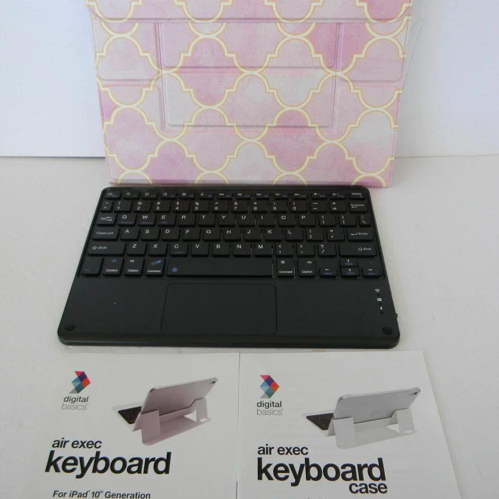 NEW AIR EXEC KEYBOARD & CASE (PINK/GOLD TILE PRINT) FOR IPAD 10